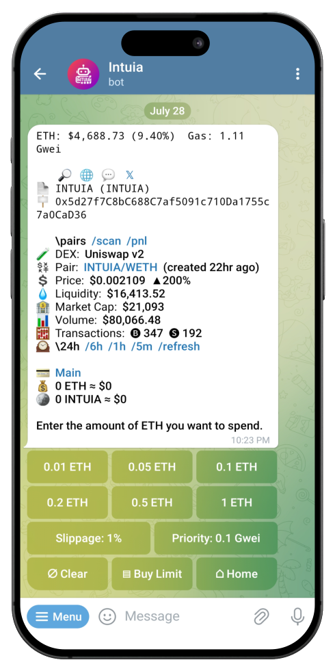 Intuia Trading Bot Interface